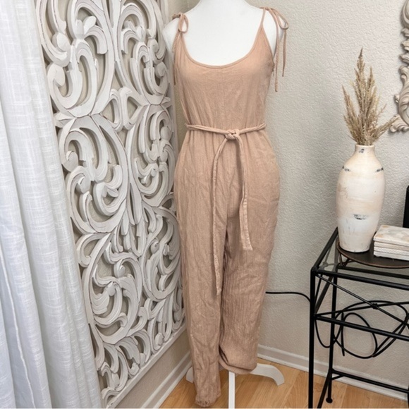 WAYF Spector Tie Strap‎ Crinkle Jumpsuit Size M - Picture 4 of 11